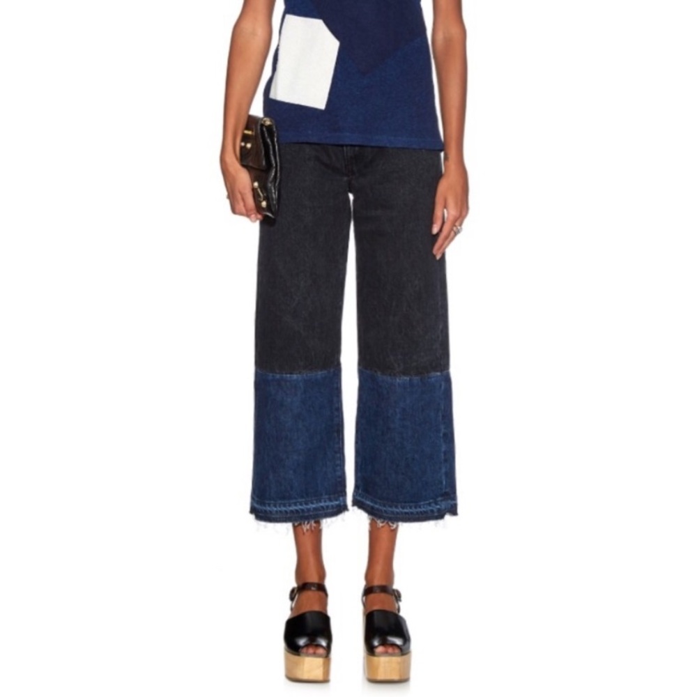 Simon Miller W005 Black and Blue Cropped Wide Leg Hiko Jeans